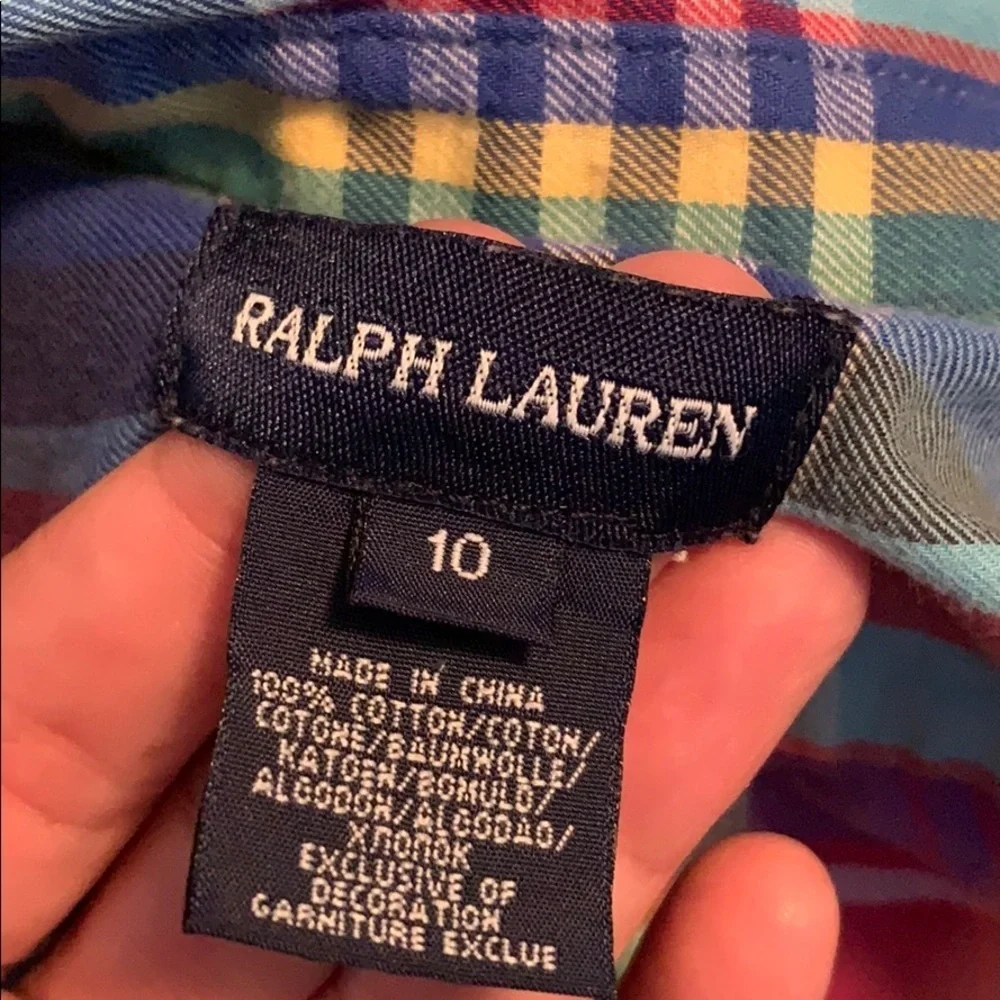 Ralph Lauren Colorful Plaid Girls pintucked blouse